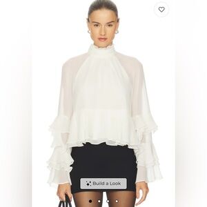 Cinq à Sept Skylah ruffle long sleeve blouse color ivory